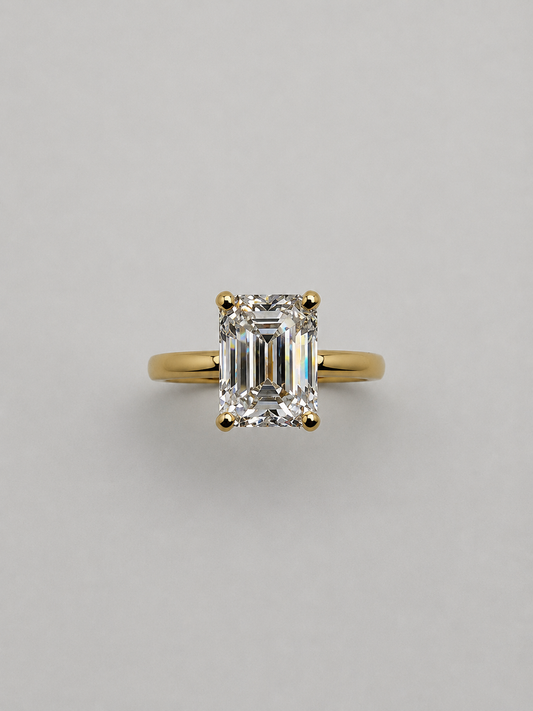 Emerald Cut Hidden Halo Ring