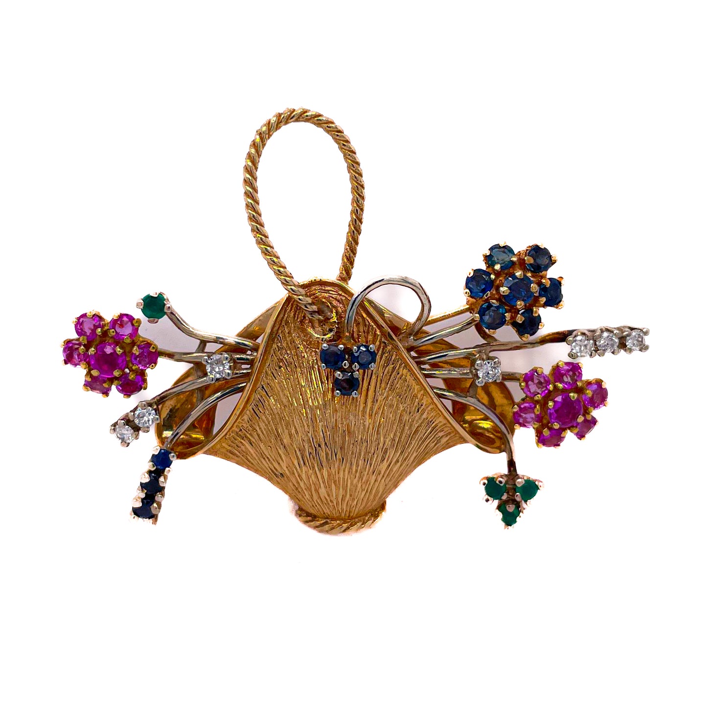 18K Floral Basket Brooch